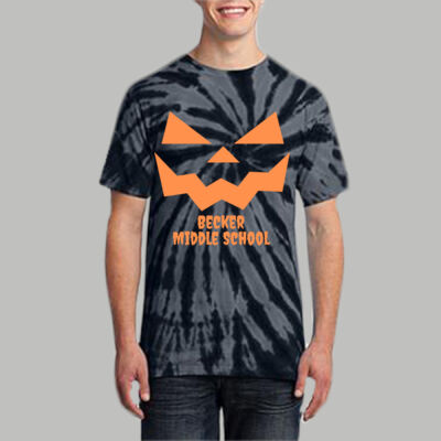 Adult Tie-Dye T-Shirt - Fall Holidays - Jack O' Lantern - Orange Thumbnail